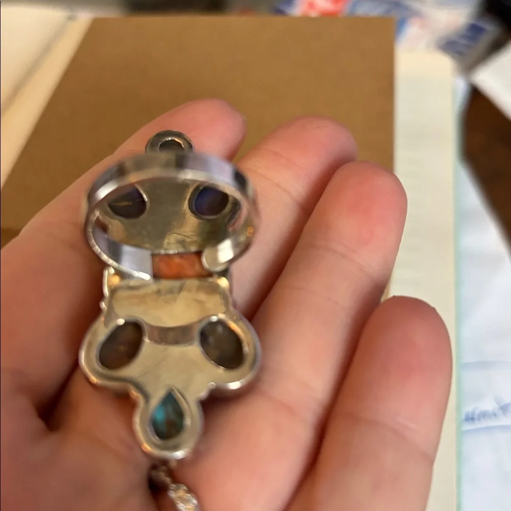 Stirling Silver Spiny Oyster & Turquoise Adjustable Ring